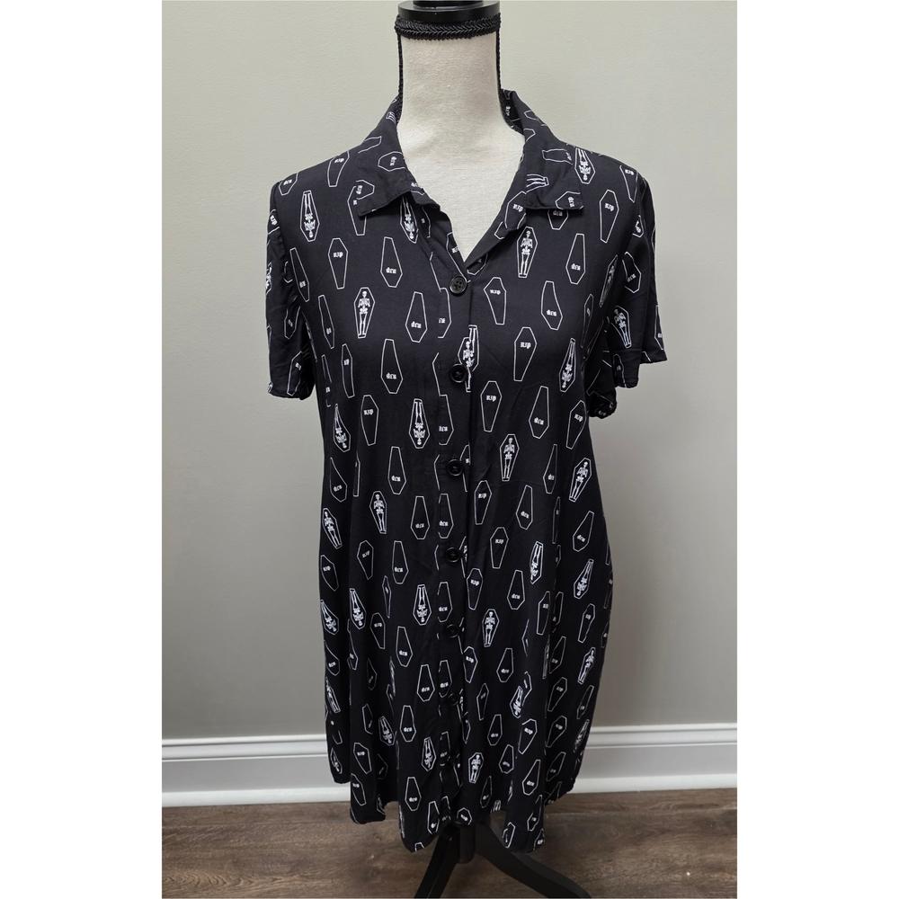 Hot Topic‎ Black and White Coffin Print Dress Size MEDIUM